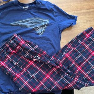 Nike Patriots tee and NFL Red and Black Plaid Sleepwear (bottoms) men’s XL